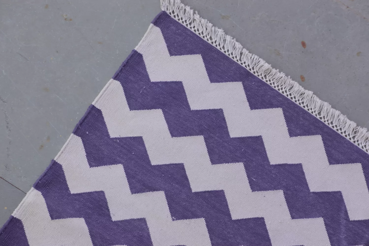 reversible muted purple cotton rug handmade Jodhpur