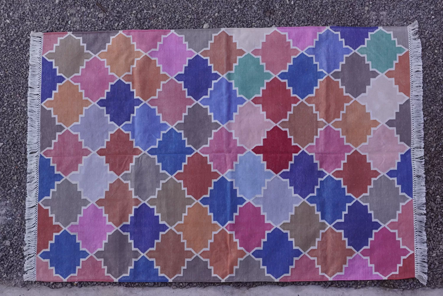 Geometric Moroccan Trellis Washable Area Rug, Multi-Color 4x6 ft | Rugmoda - Main View washable area rugs multi-color Rugmoda
