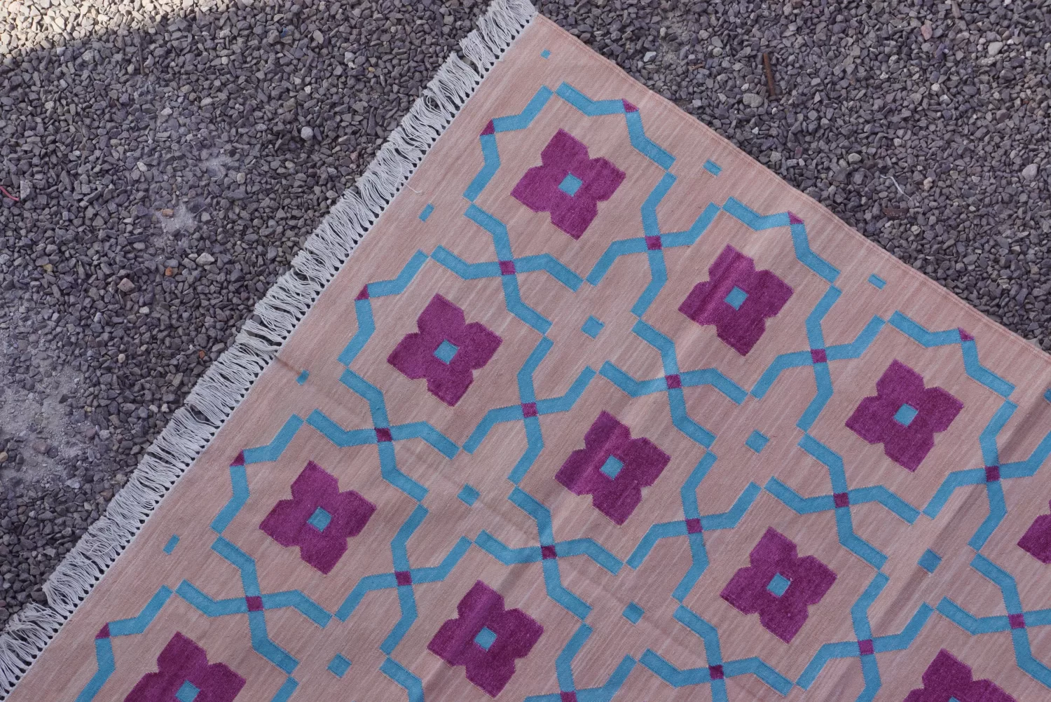 beige cotton dhurrie rug flatweave texture