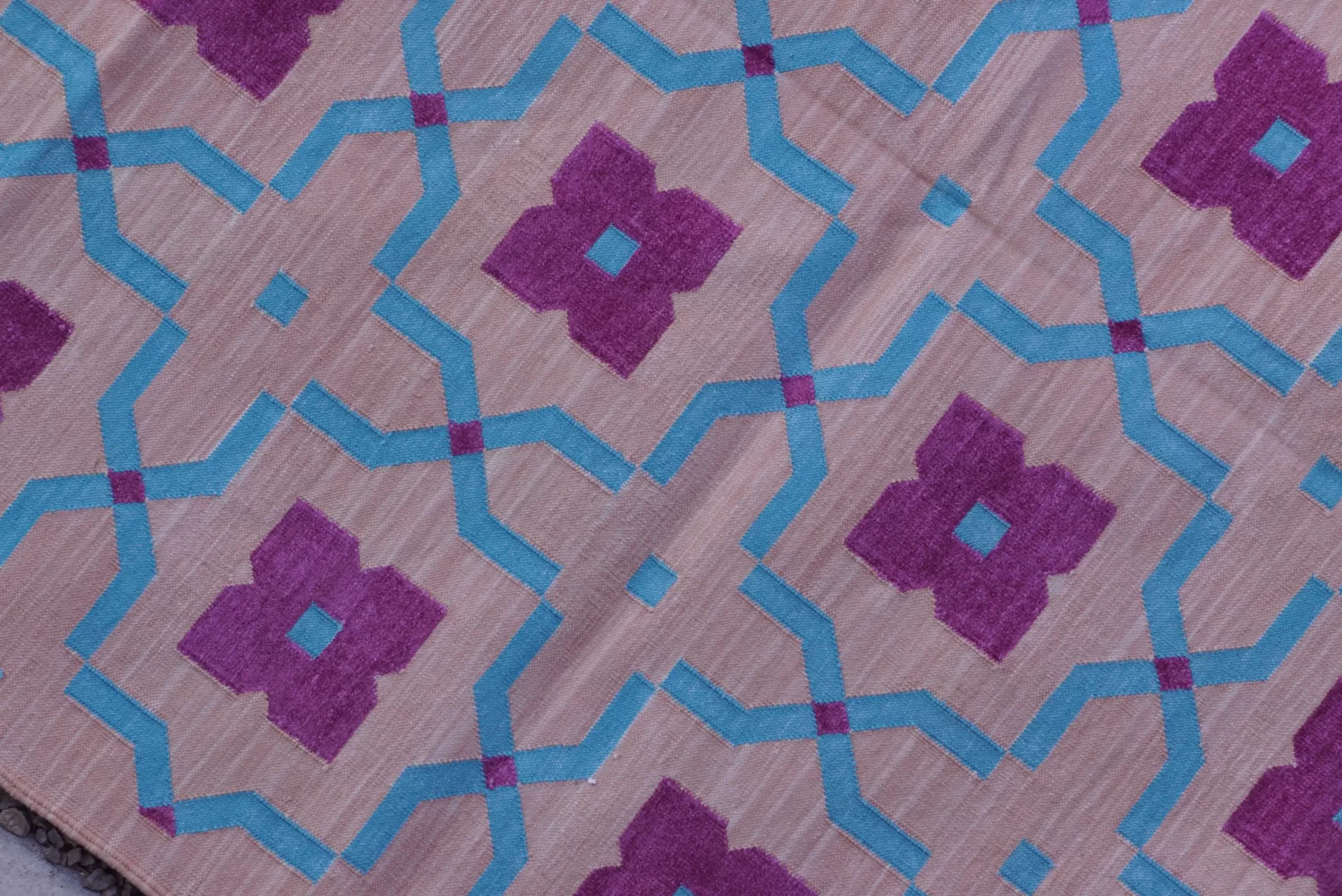 reversible beige cotton rug handmade Jodhpur