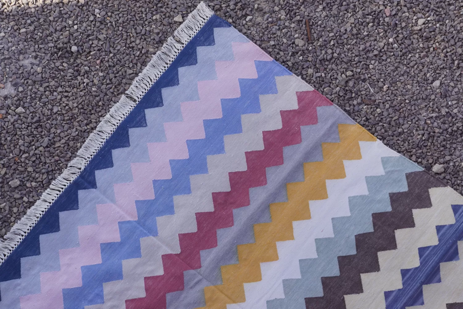 multi-color cotton dhurrie rug flatweave texture