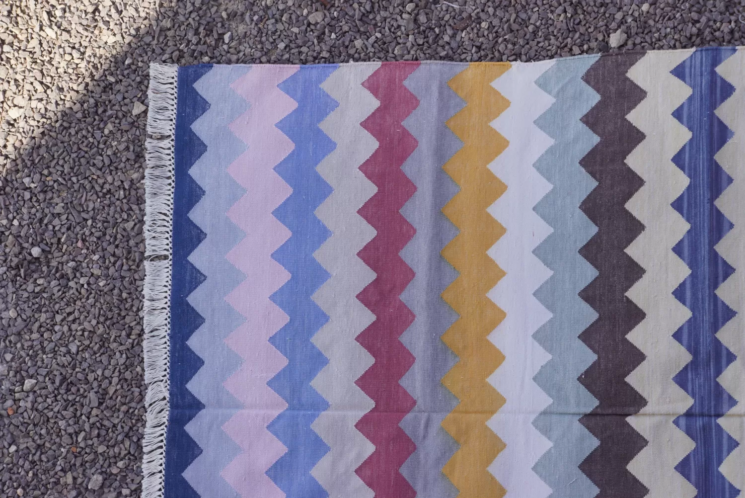 reversible multi-color cotton rug handmade Jodhpur