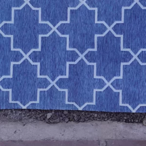 muted blue cotton dhurrie rug flatweave texture