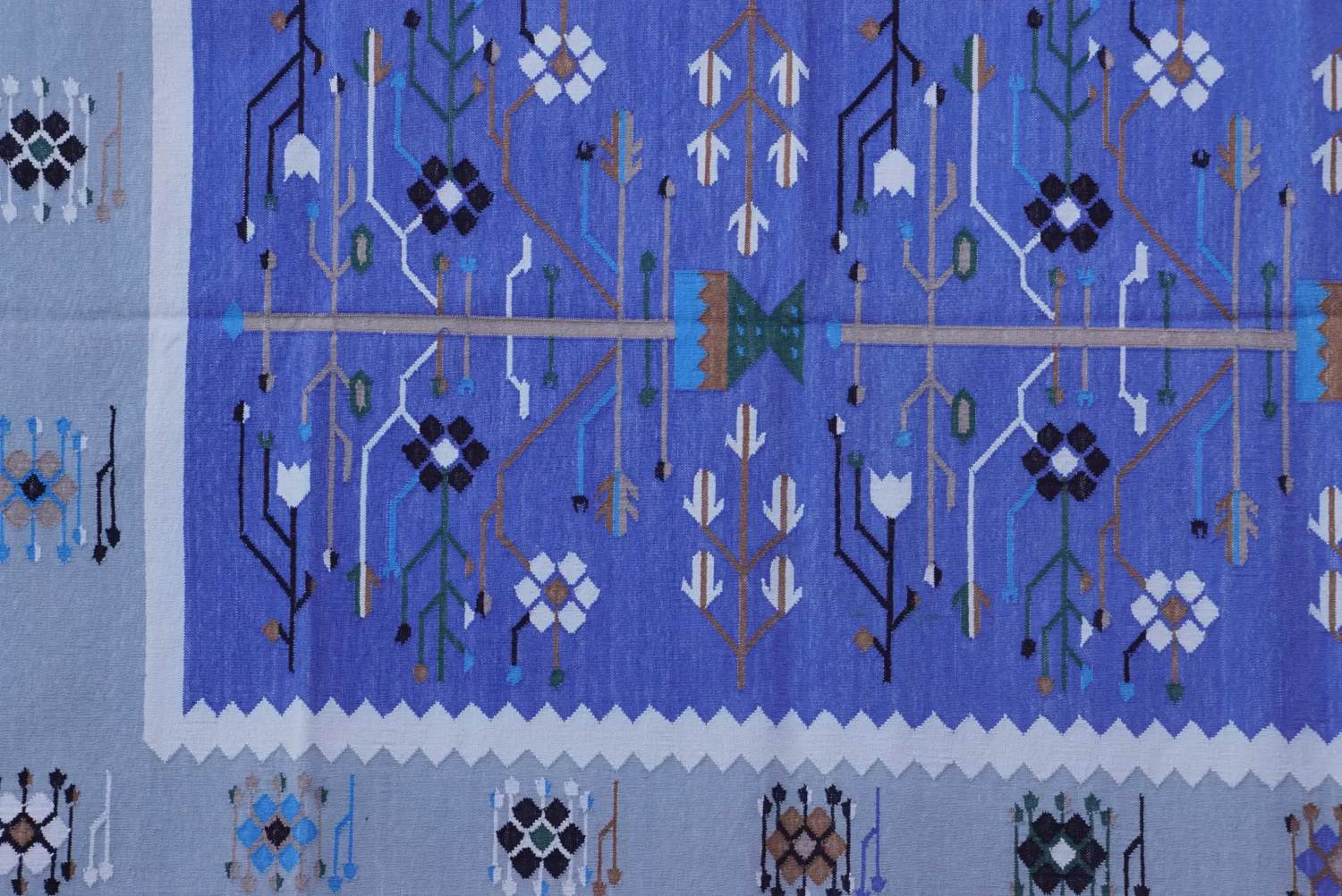 reversible blue cotton rug handmade Jodhpur