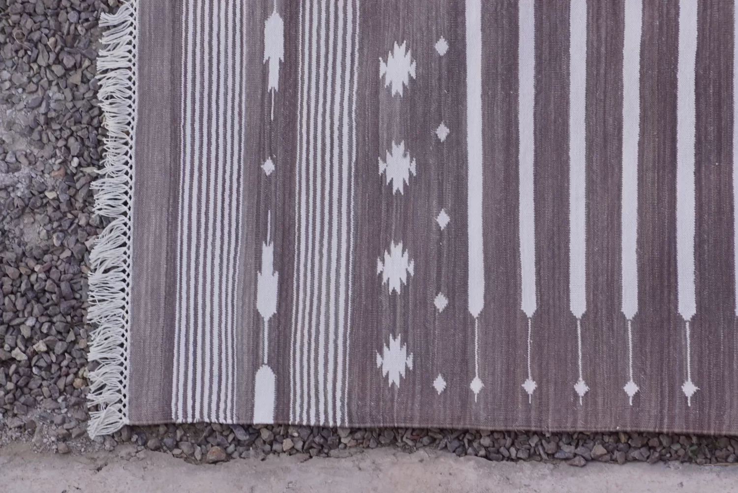 reversible brown cotton rug handmade Jodhpur