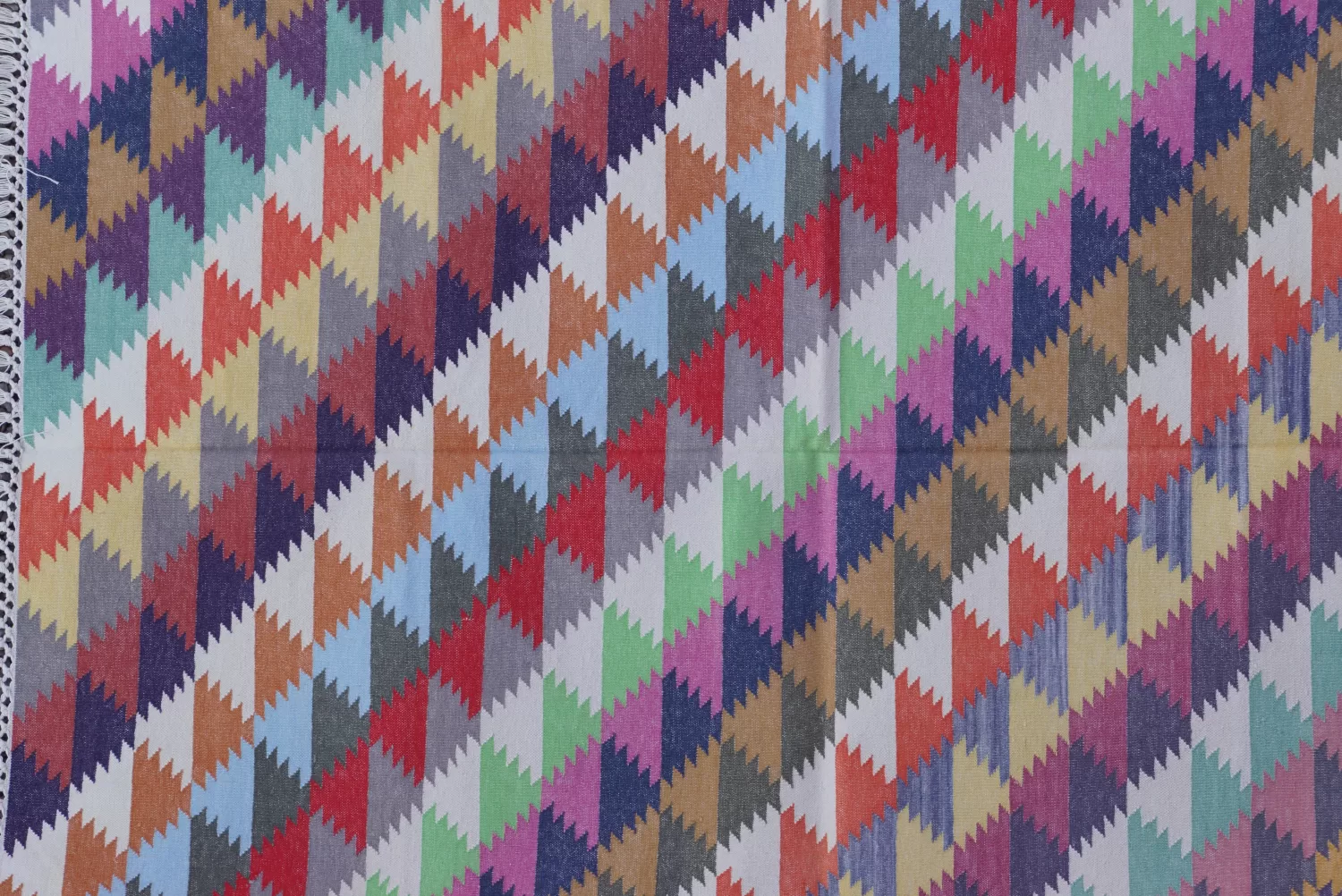 Vibrant Multi-Color Geometric Cotton Area Rug 3x5 ft | Rugmoda - Size Reference cotton dhurrie custom sizes made to order Rugmoda