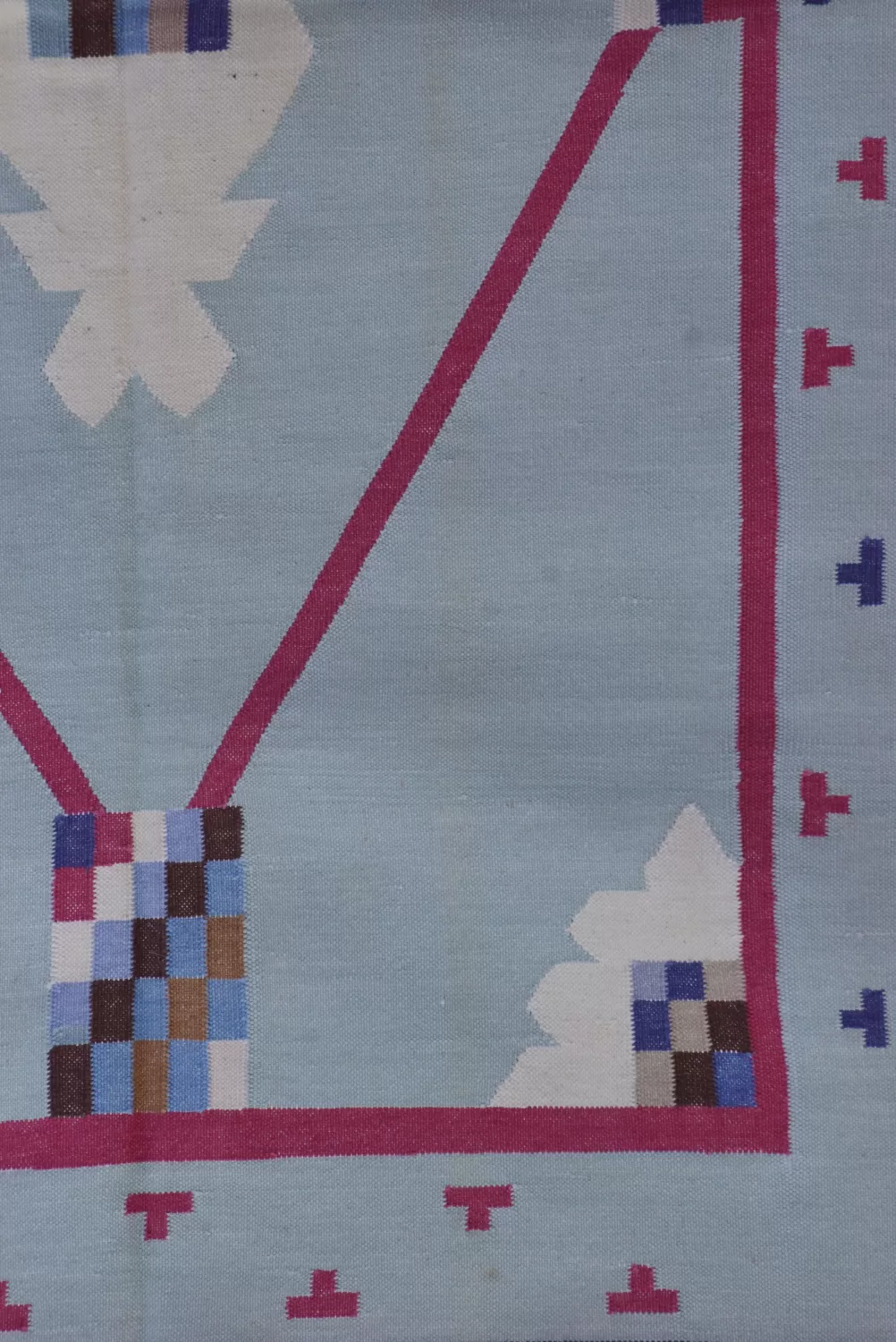 Geometric Diamond Blue Area Rug, 3x5 ft | Rugmoda - Size Reference cotton dhurrie custom sizes made to order Rugmoda