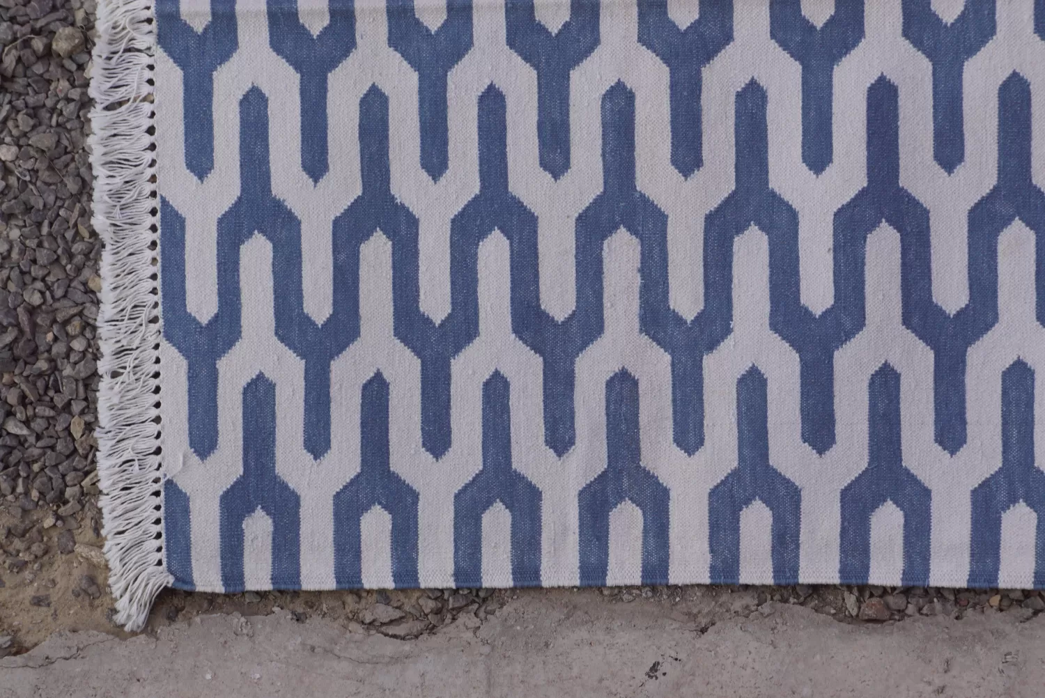 denim blue cotton dhurrie rug flatweave texture