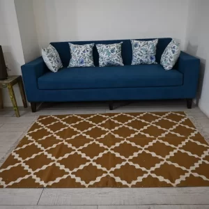 camel brown wool dhurrie rug flatweave texture
