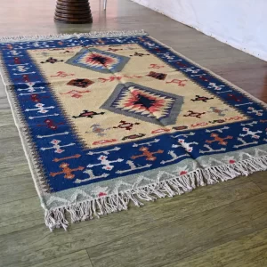 beige wool dhurrie rug flatweave texture