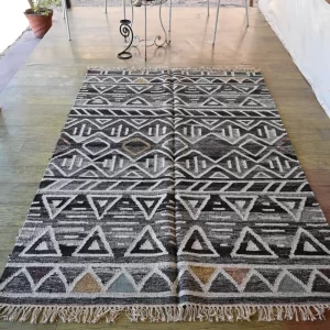 gray wool dhurrie rug flatweave texture