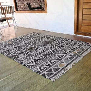 reversible gray wool rug handmade Jodhpur