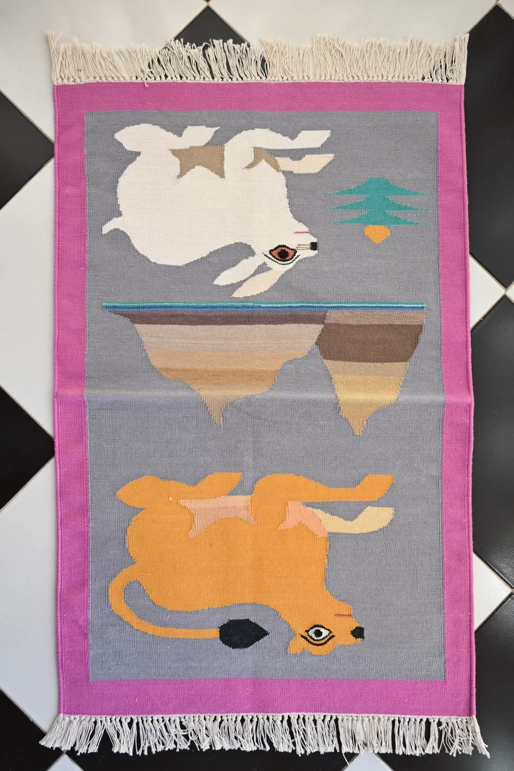 light grey cotton dhurrie rug flatweave texture