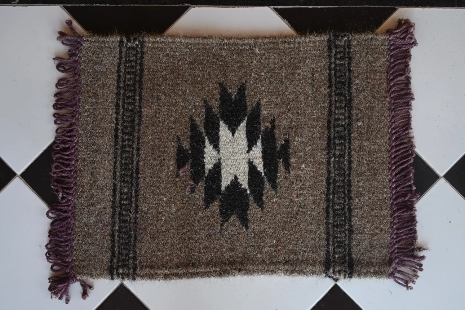 brown camel & goat hair dhurrie rug flatweave texture