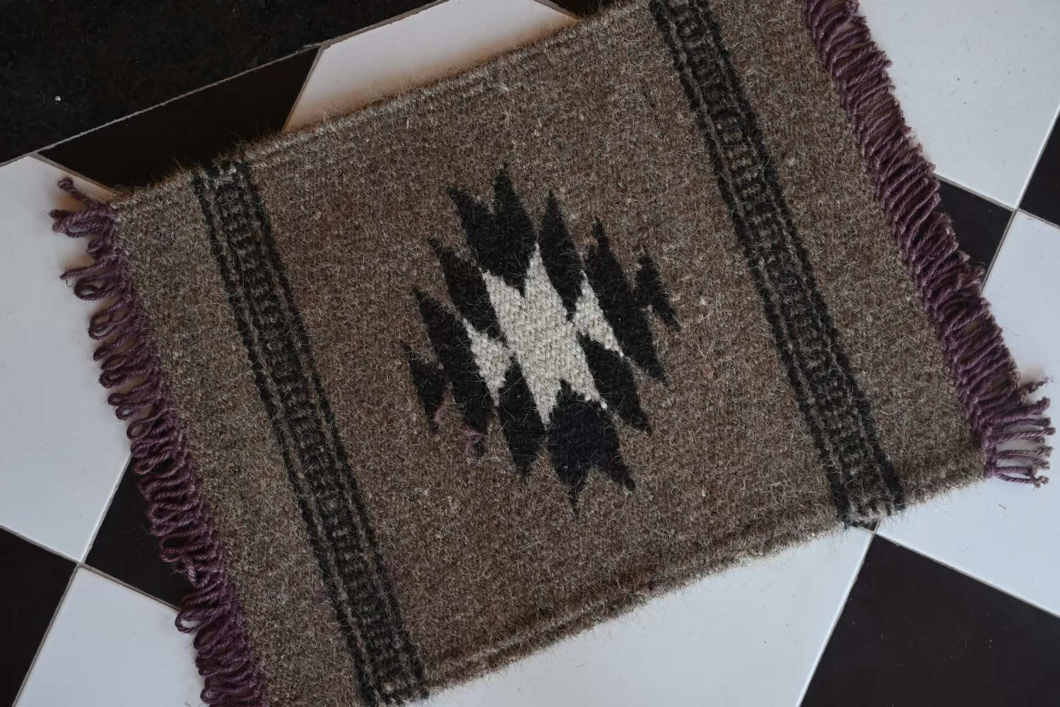 reversible brown camel & goat hair rug handmade Jodhpur