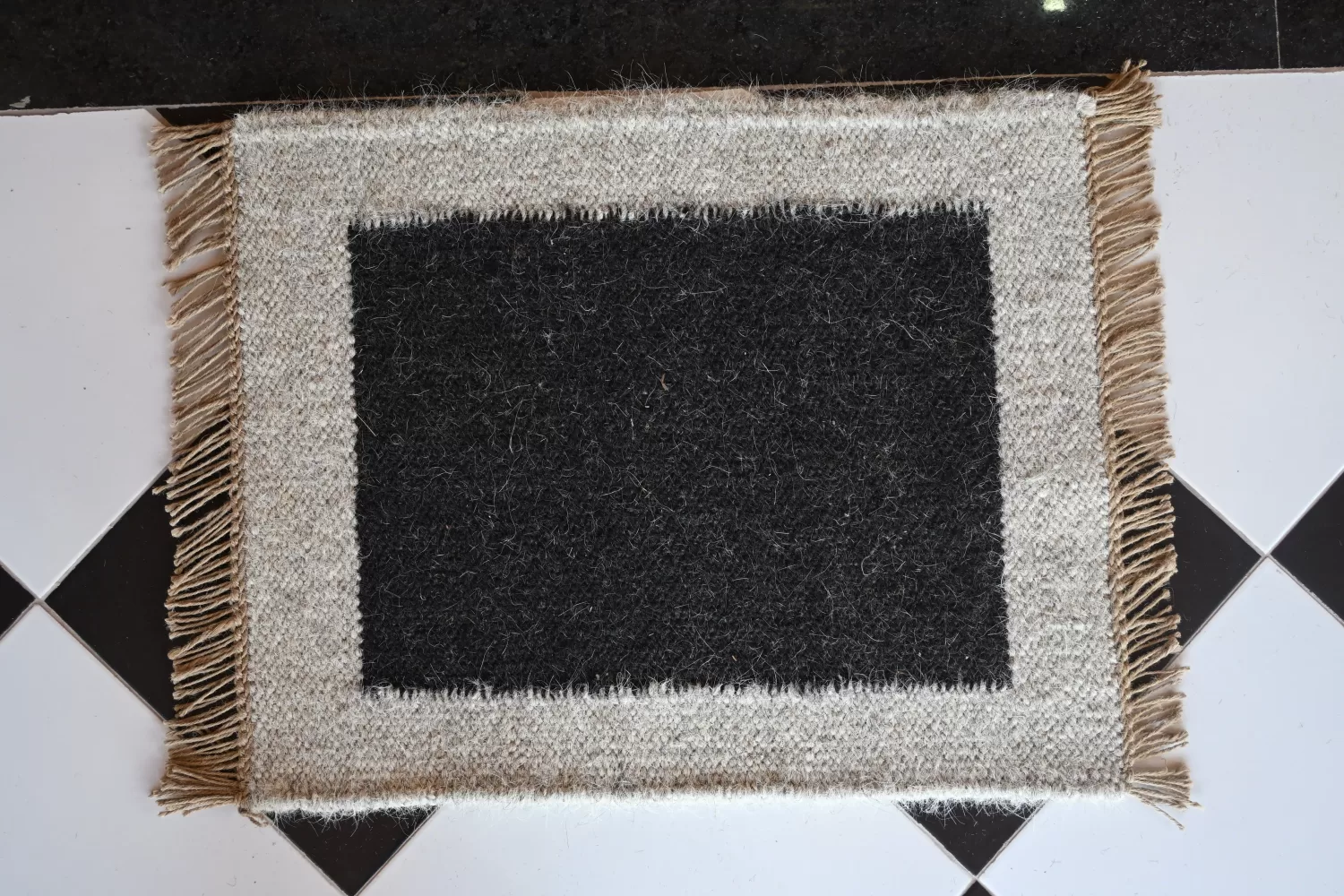 black camel & goat hair dhurrie rug flatweave texture