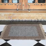 washable area rugs mottled grey-brown Rugmoda