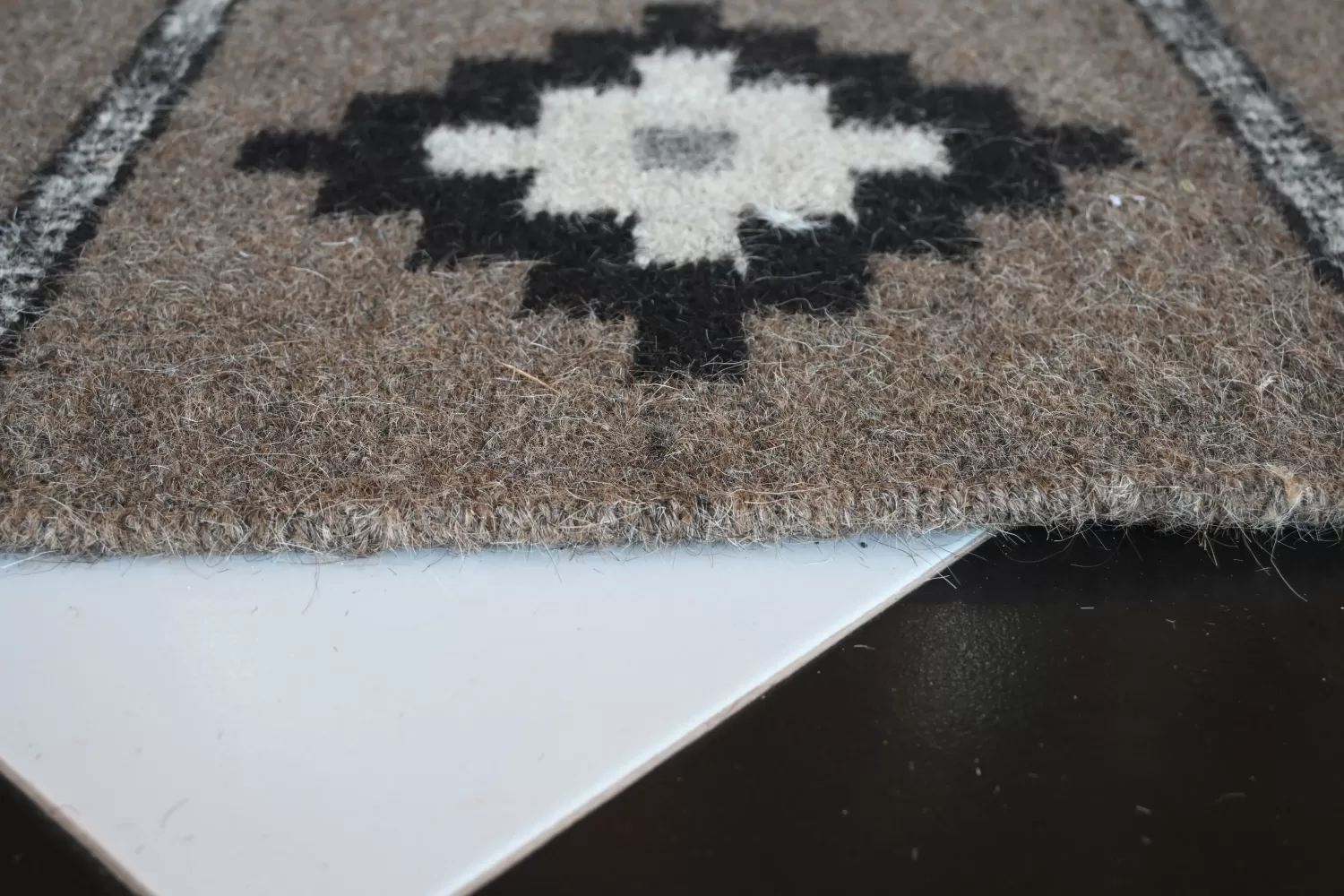 Geometric Diamond Small Area Rug, Brown & Black, 1.5x2 ft | Rugmoda - Size Reference camel & goat hair dhurrie custom sizes made to order Rugmoda
