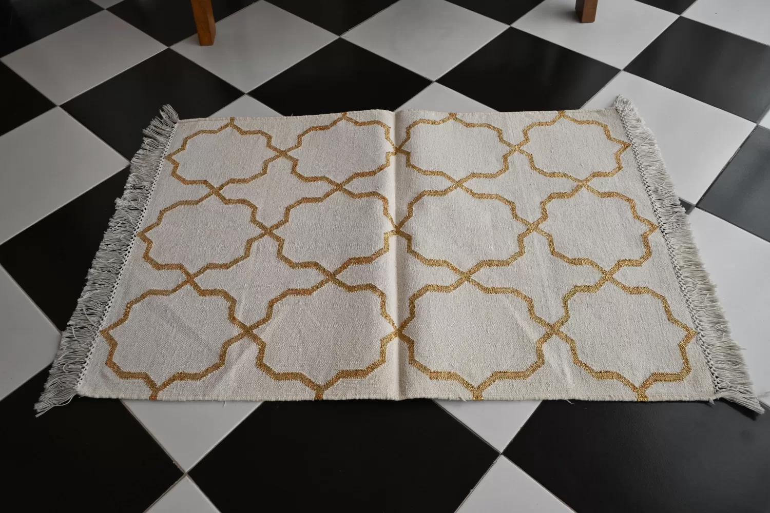ivory cotton dhurrie rug flatweave texture