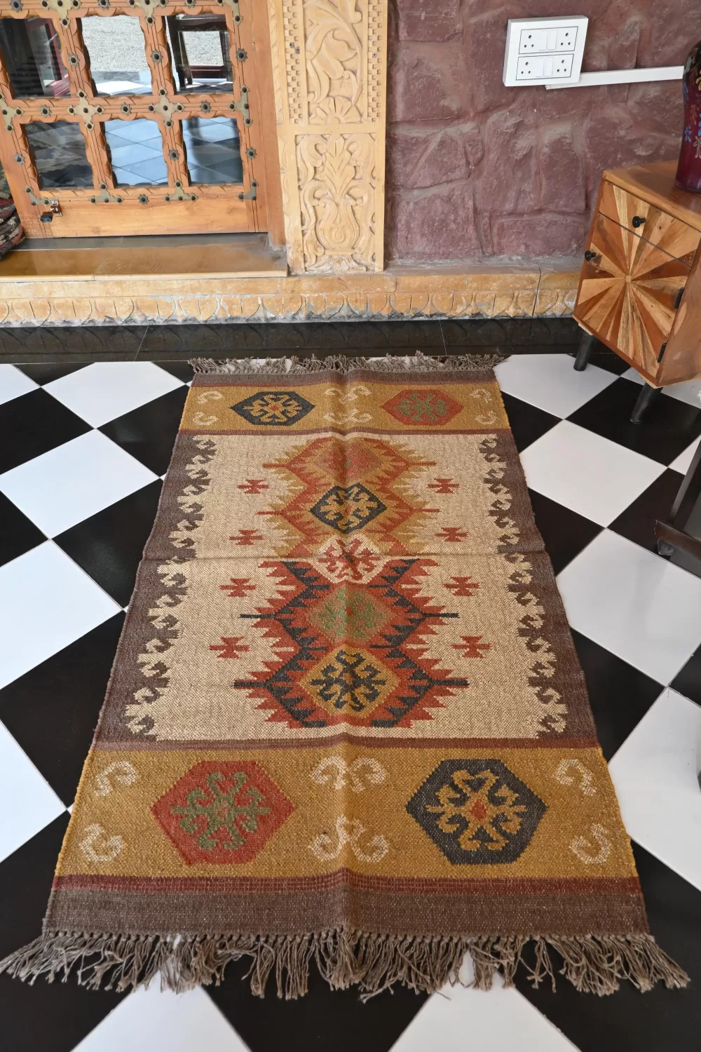 beige jute dhurrie rug flatweave texture