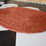 reversible orange jute rug handmade Jodhpur