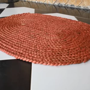reversible orange jute rug handmade Jodhpur