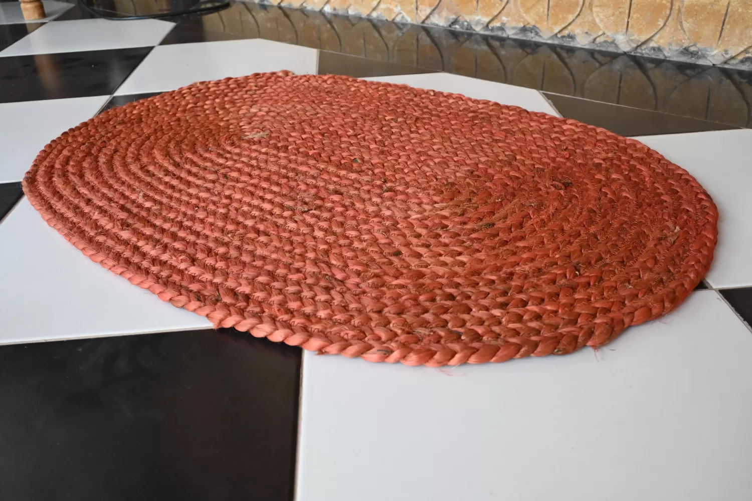 reversible orange jute rug handmade Jodhpur