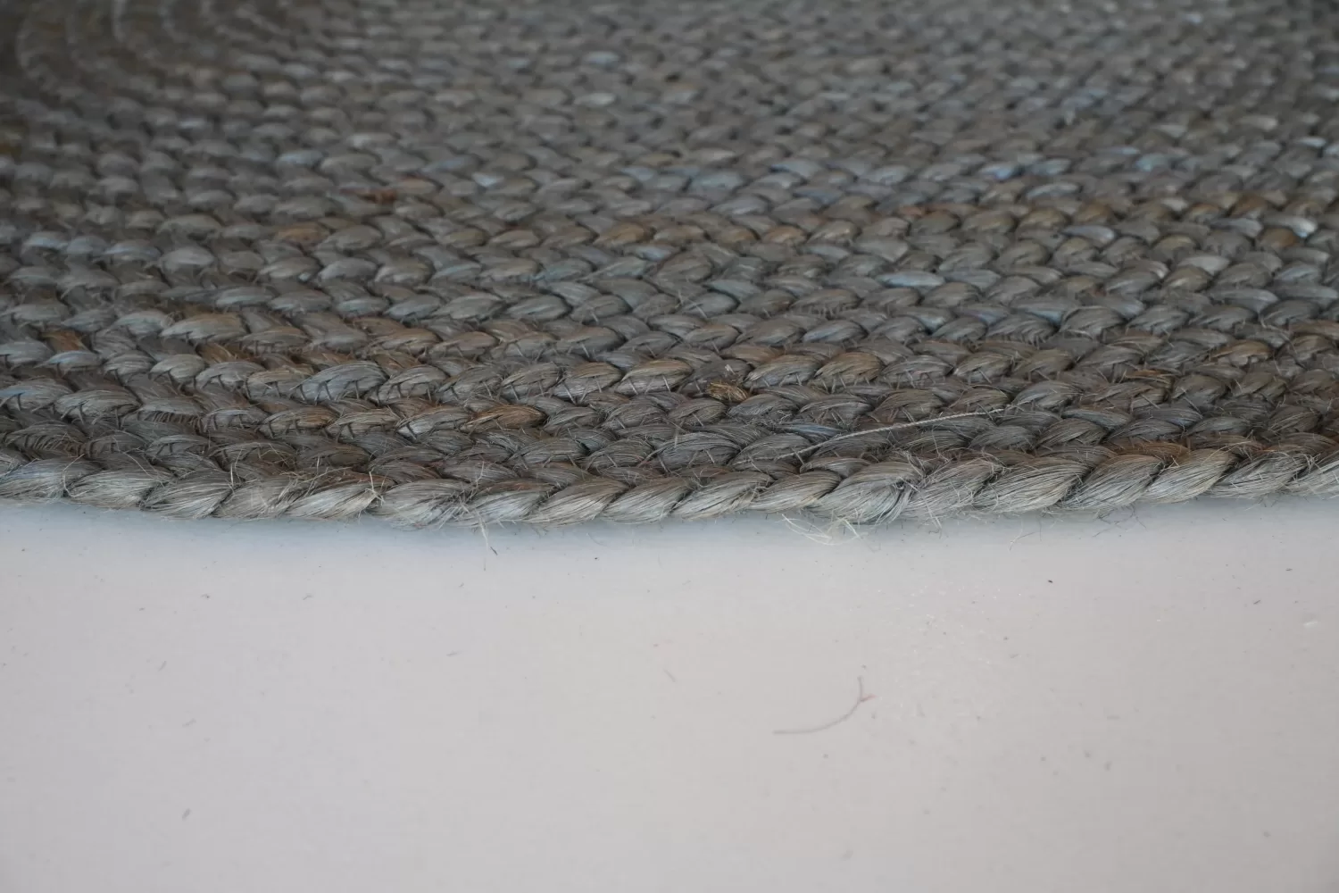 Solid Spiral Braided Grey Jute Rug, 1.5x2 ft | Rugmoda - Lifestyle grey rugs charcoal grey boho living room decor