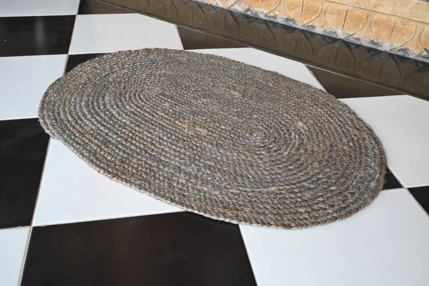 Washable Area Rugs Natural Braided Oval 1.5x2 ft | Rugmoda - Reverse Side reversible natural jute jute rug handmade Jodhpur