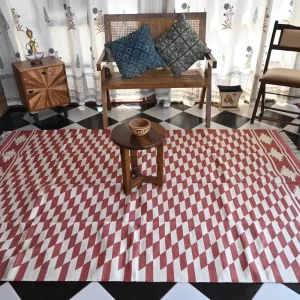 dusty rose cotton dhurrie rug flatweave texture