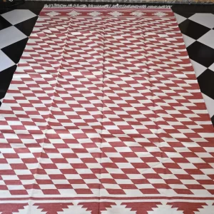 reversible dusty rose cotton rug handmade Jodhpur