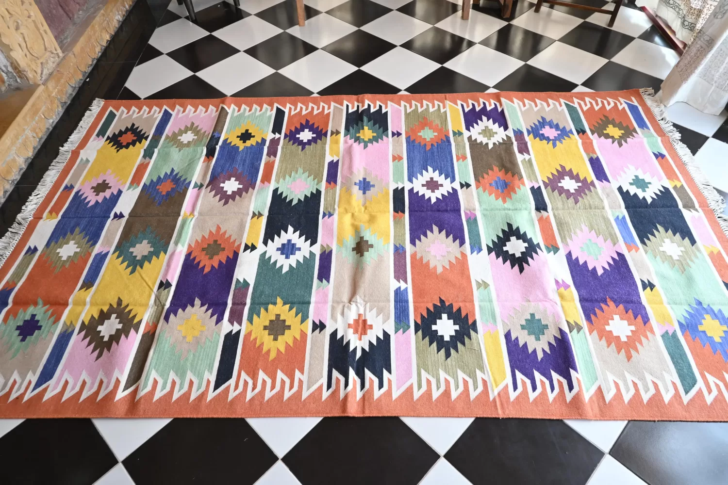 washable area rugs orange boho living room decor