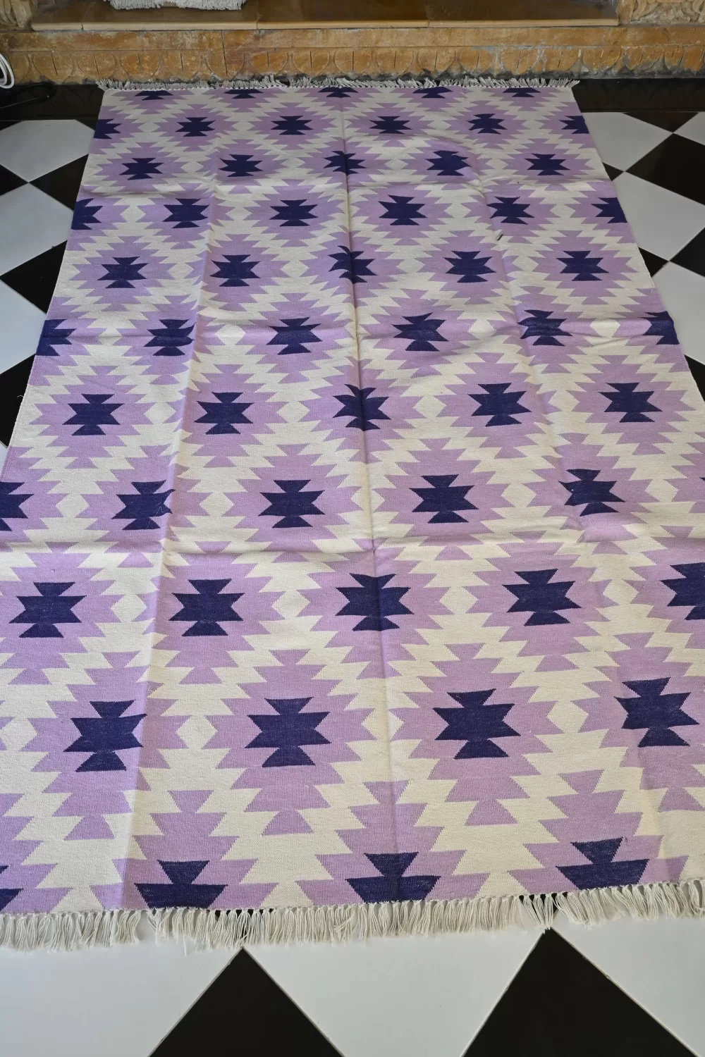 reversible lavender cotton rug handmade Jodhpur