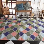 multi-color cotton dhurrie rug flatweave texture