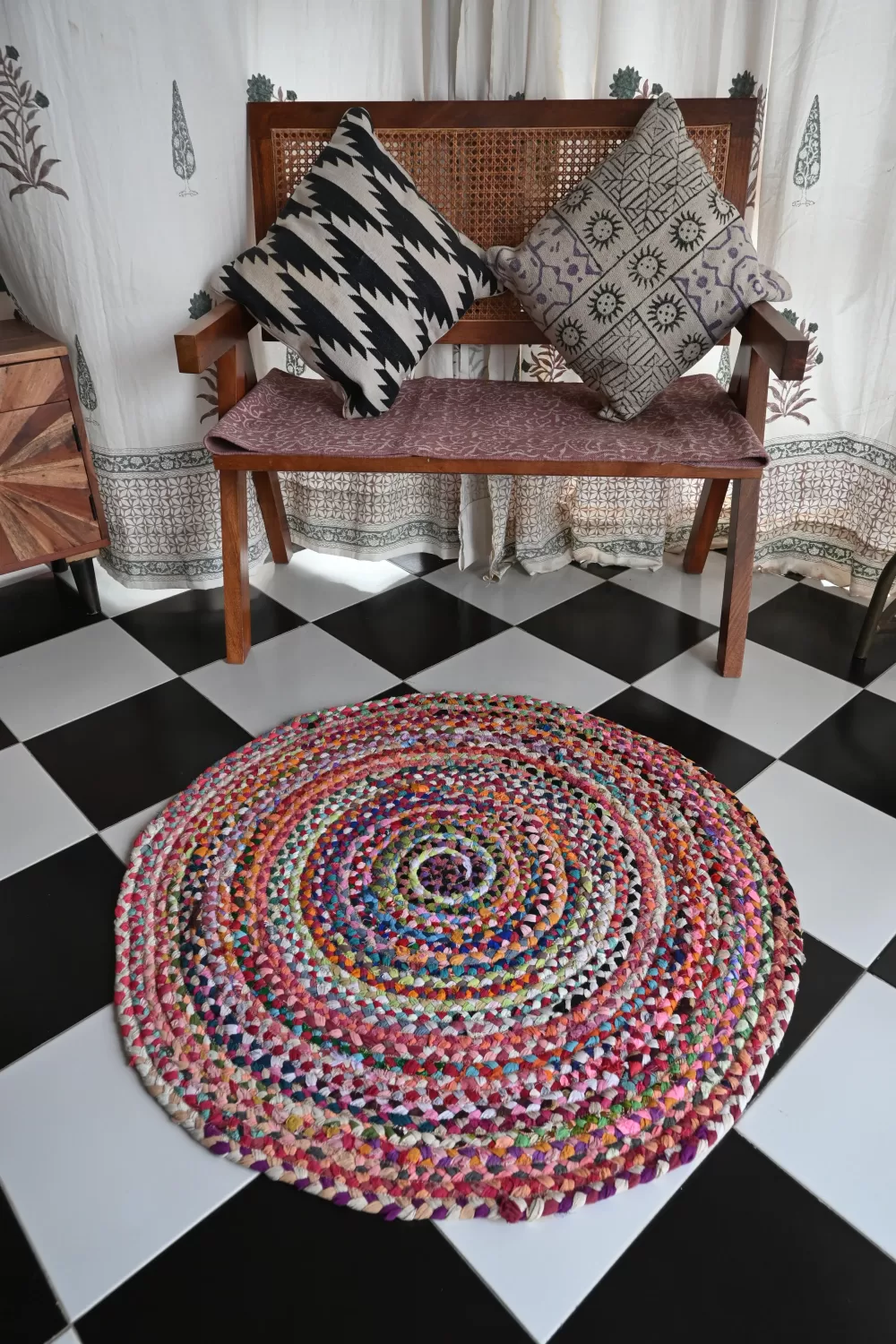 multicolor jute dhurrie rug flatweave texture