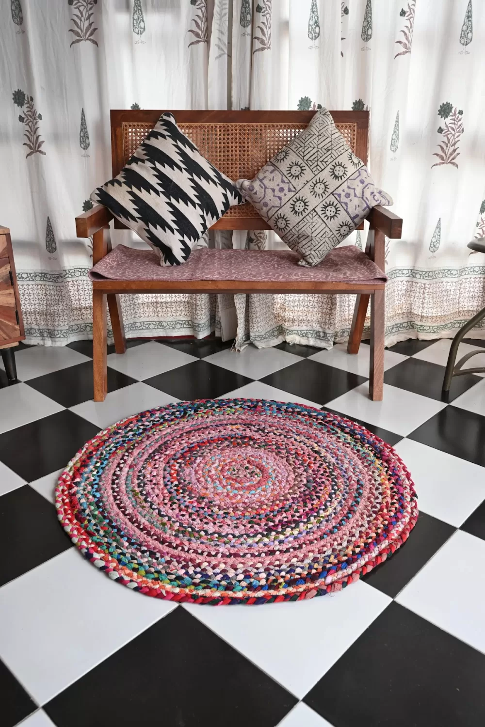 multi-color jute dhurrie rug flatweave texture