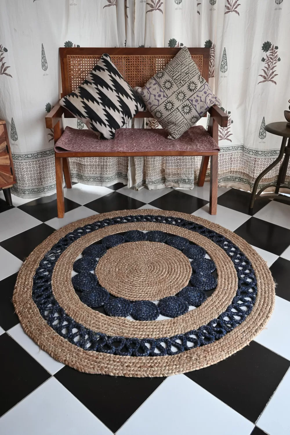 natural tan jute dhurrie rug flatweave texture