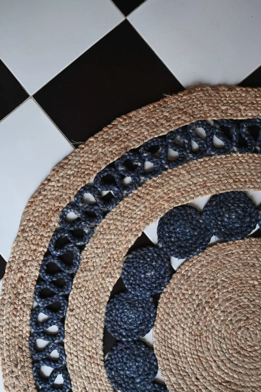 reversible natural tan jute rug handmade Jodhpur
