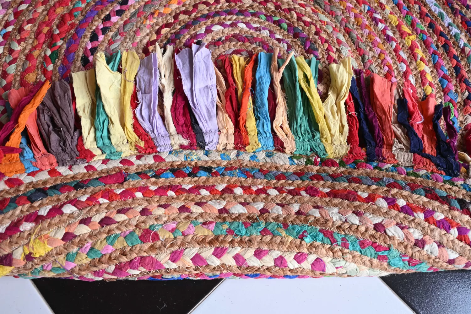 rug multi-color boho living room decor